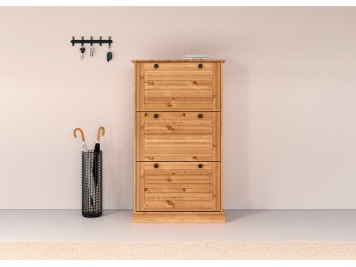 Sapateira em cera natural com toque acetinado de madeira com três portas basculantes / Coleção Mille